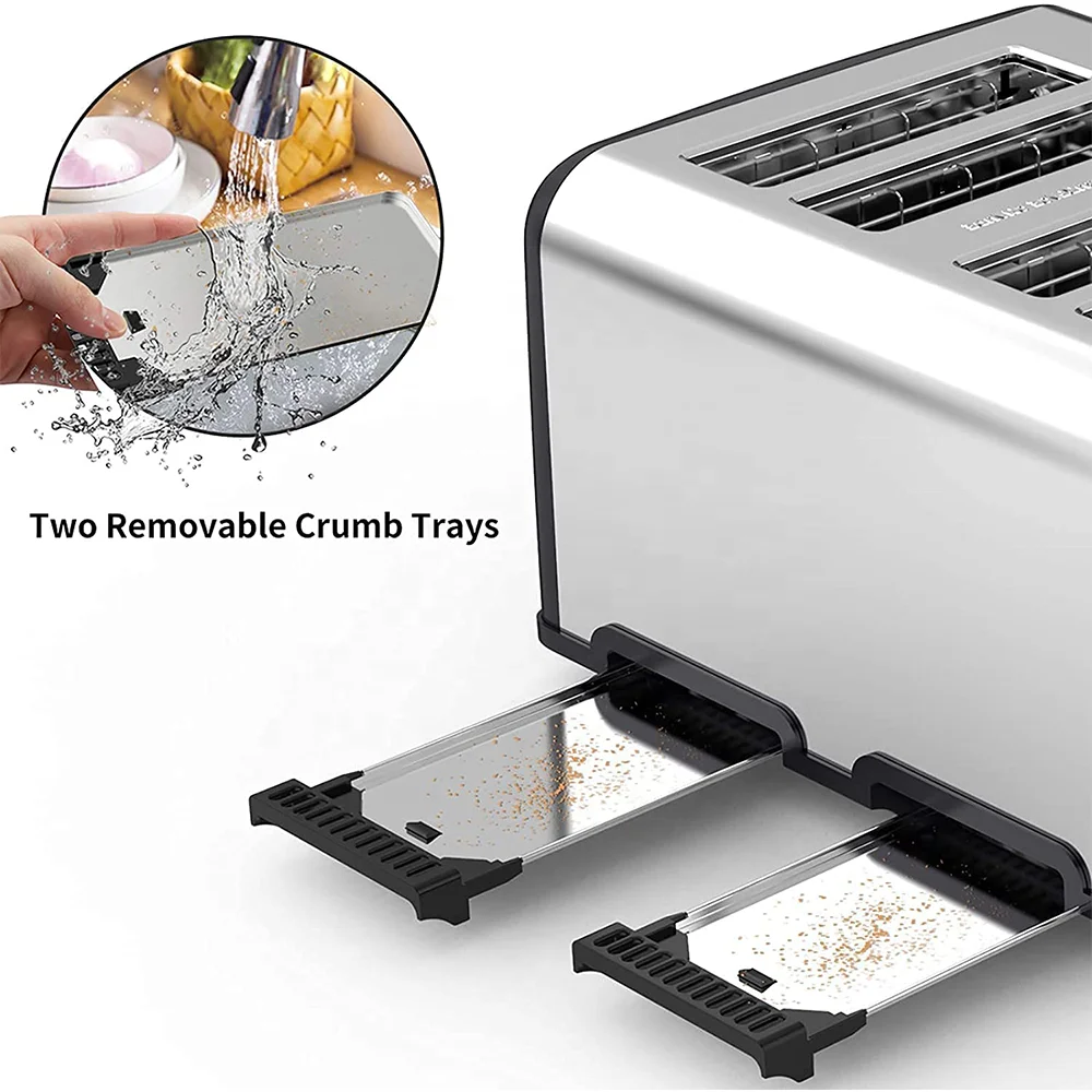 JMT-756874 Stainless Steel 4-Slice Electric Toaster with Digital Control for Versatile Breakfast Preparation