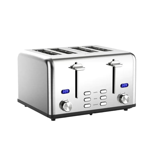 JMT-756874 Stainless Steel 4-Slice Electric Toaster with Digital Control for Versatile Breakfast Preparation