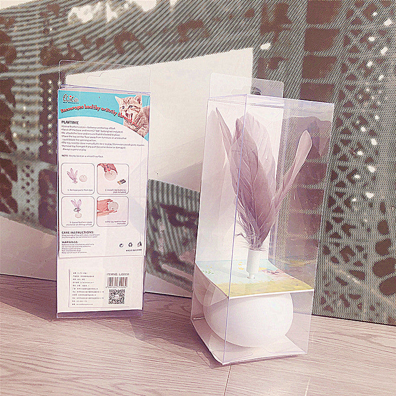 JMT-757194 Electric Cat Toy with Feather Turn Tumbler - Interactive Plastic Design for Playful Pets