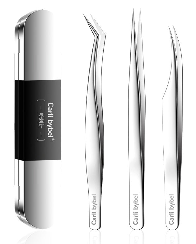 JMT-757194 Eyelash Grafting Tool Set with Stainless Steel Clips - 3-Piece Combination of Peacock, Dolphin & Gold Feather Clips