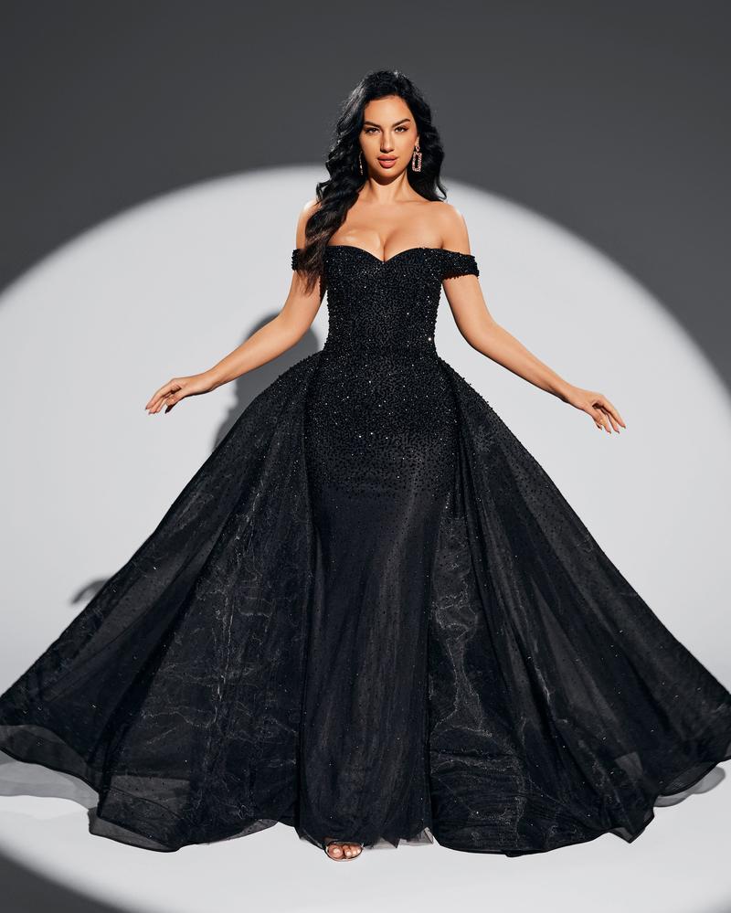 JMT-757450 Elegant Black Evening Gown for Women - Style SH0076