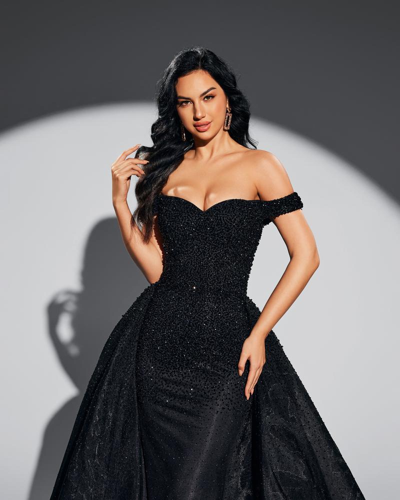 JMT-757450 Elegant Black Evening Gown for Women - Style SH0076