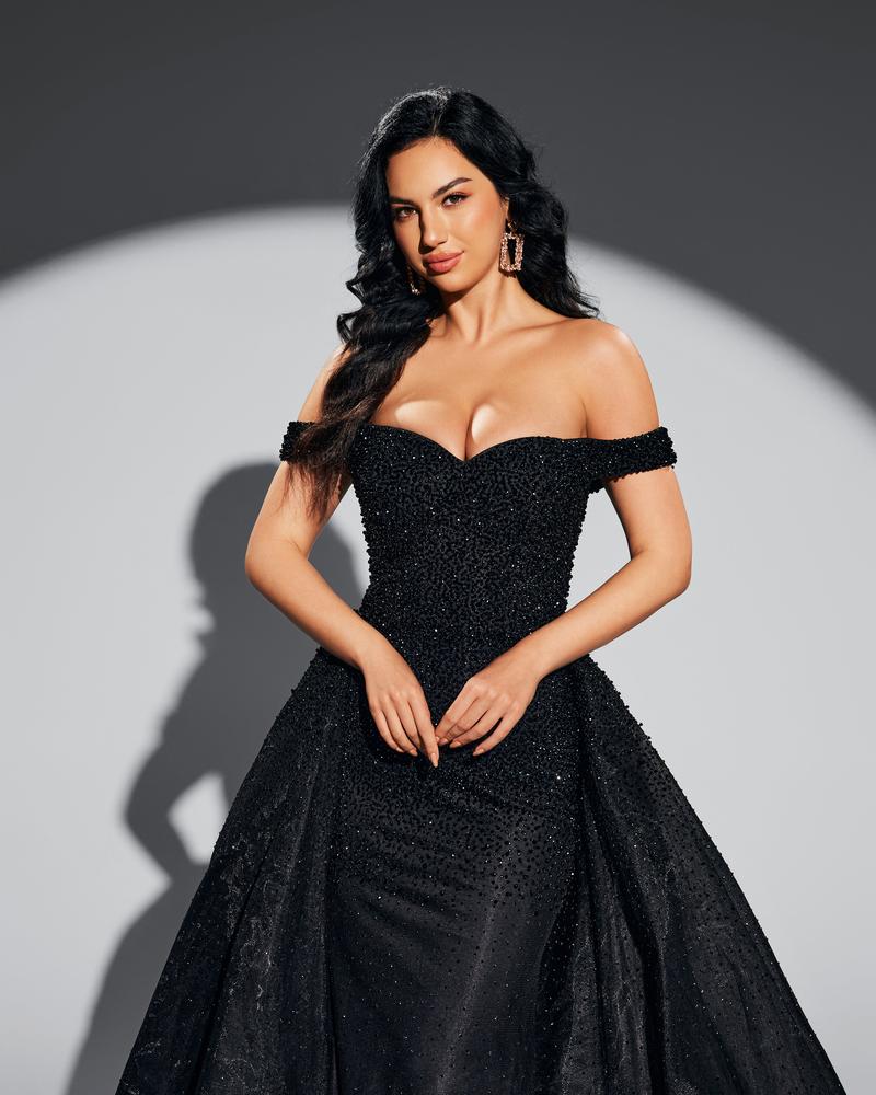 JMT-757450 Elegant Black Evening Gown for Women - Style SH0076