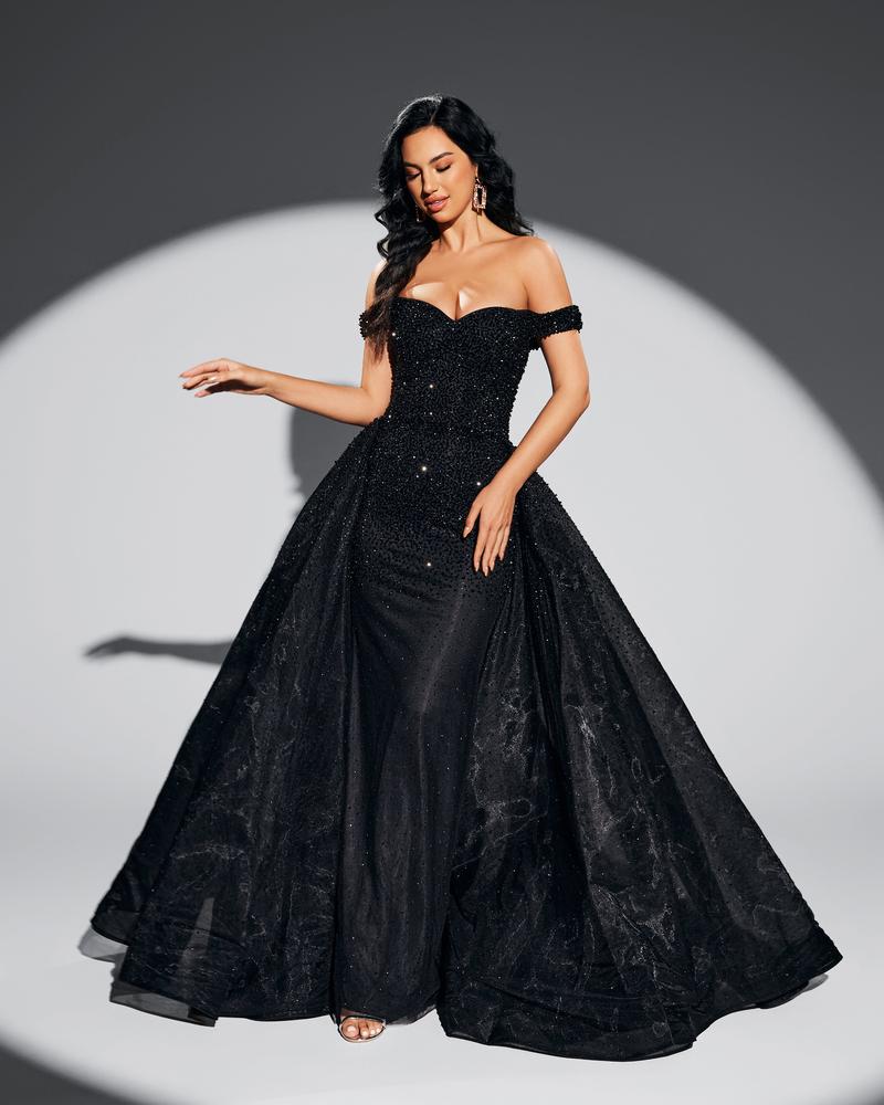 JMT-757450 Elegant Black Evening Gown for Women - Style SH0076