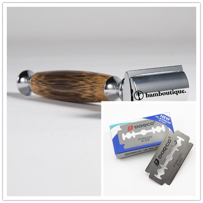 JMT-757450 Natural Bamboo Handle Double Edged Safety Razor for a Smooth Shave