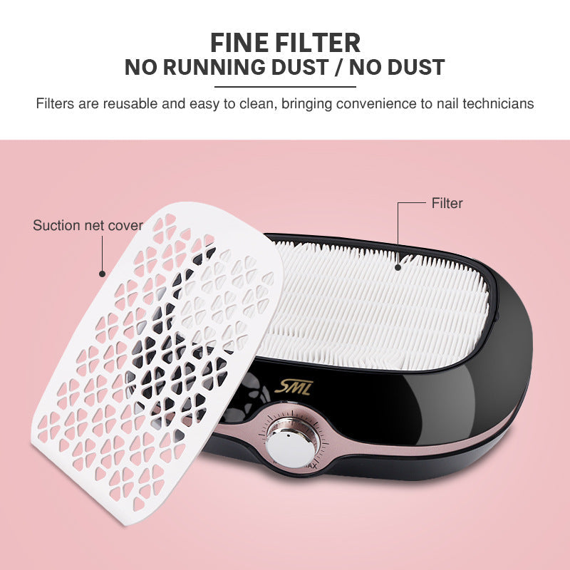 JMT-757514 SML-C2 Nail Vacuum Cleaner with Screw-on Filter - 40W Power, 4500 RPM Wind Speed, ABS Construction