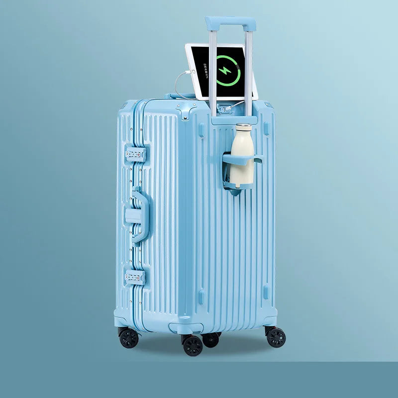 JMT-758090 Durable Water-Resistant Trolley Luggage with Cup Holder Hook