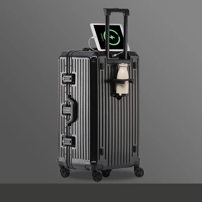 JMT-758090 Durable Water-Resistant Trolley Luggage with Cup Holder Hook