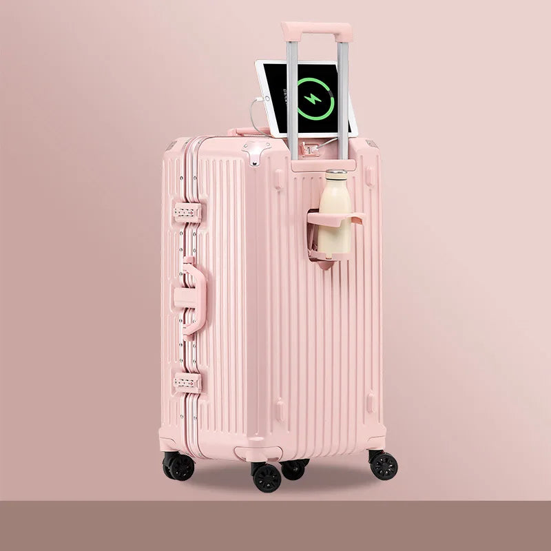 JMT-758090 Durable Water-Resistant Trolley Luggage with Cup Holder Hook