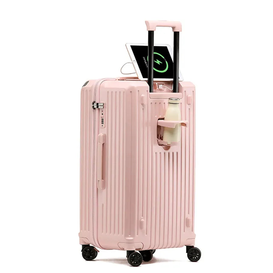 JMT-758090 Durable Water-Resistant Trolley Luggage with Cup Holder Hook