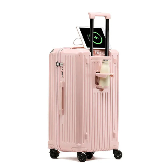 JMT-758090 Durable Water-Resistant Trolley Luggage with Cup Holder Hook