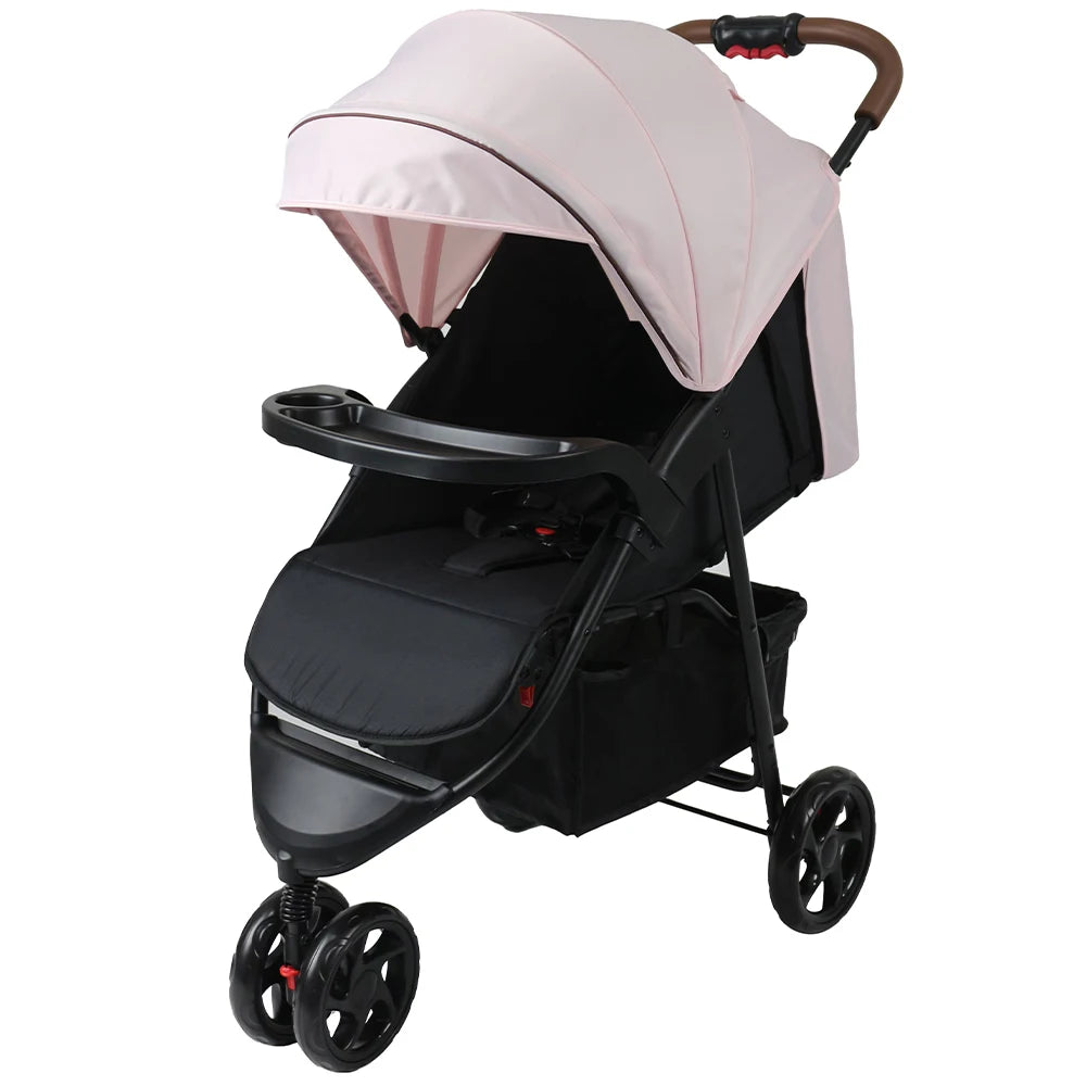 JMT-758218 Lightweight 3-Wheel Foldable Baby Stroller with Car Seat, 3-in-1 Jogger Pram Trolley
