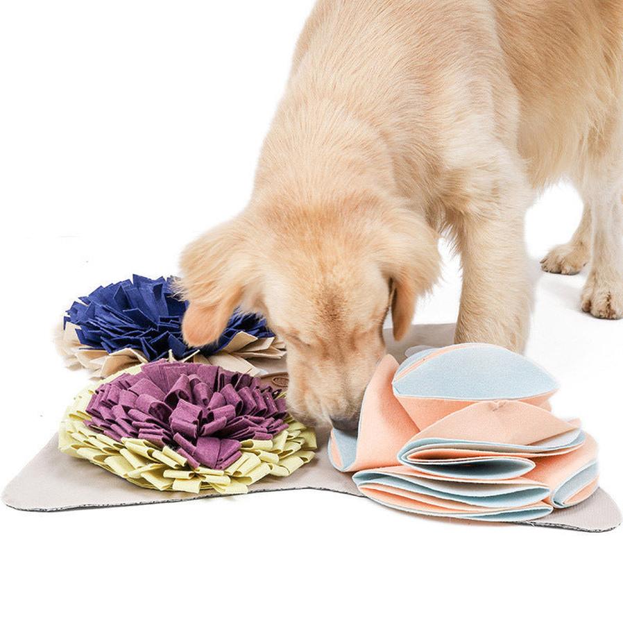 JMT-758346 Sniffing Training Pet Mats Set for Dogs - Multi-Size, Beige & Turquoise Felt Mats