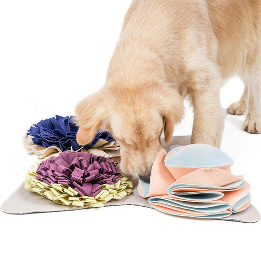JMT-758346 Sniffing Training Pet Mats Set for Dogs - Multi-Size, Beige & Turquoise Felt Mats