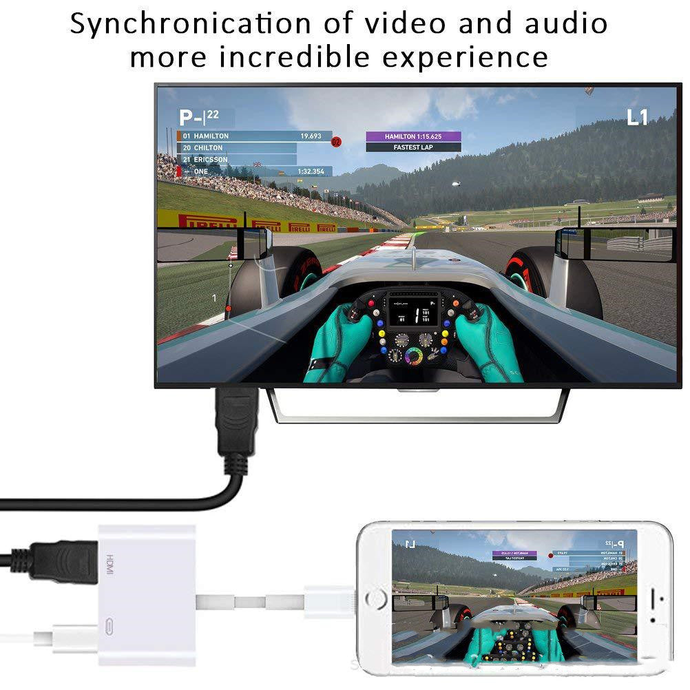 JMT-758538 iPhone Lightning to HDMI Adapter Cable for HD TV and Projector, 1080p Resolution, 0.15m Length