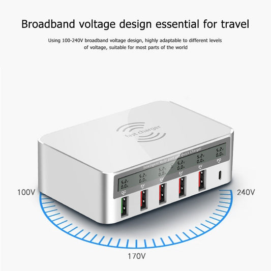 JMT-759050 USB Smart Phone Charging Station with QC3.0 Fast Charge, 5 USB A Ports + 1 Type-C Port, 1.5m Cable, EU/US/UK Plug Options
