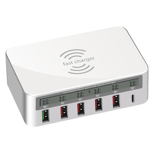 JMT-759050 USB Smart Phone Charging Station with QC3.0 Fast Charge, 5 USB A Ports + 1 Type-C Port, 1.5m Cable, EU/US/UK Plug Options