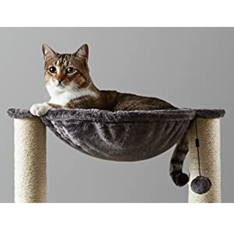 JMT-759370 Integrated Cat Climbing Frame with Sisal Pillar and Hammock – Plush Black Design