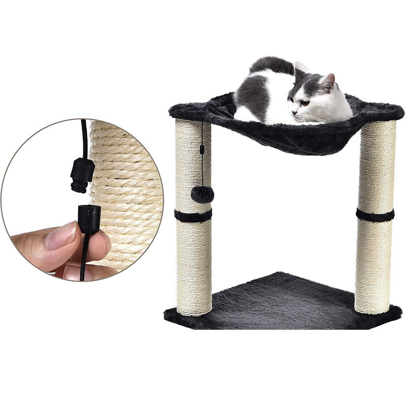 JMT-759370 Integrated Cat Climbing Frame with Sisal Pillar and Hammock – Plush Black Design