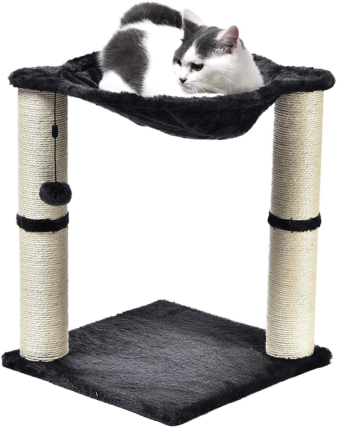 JMT-759370 Integrated Cat Climbing Frame with Sisal Pillar and Hammock – Plush Black Design