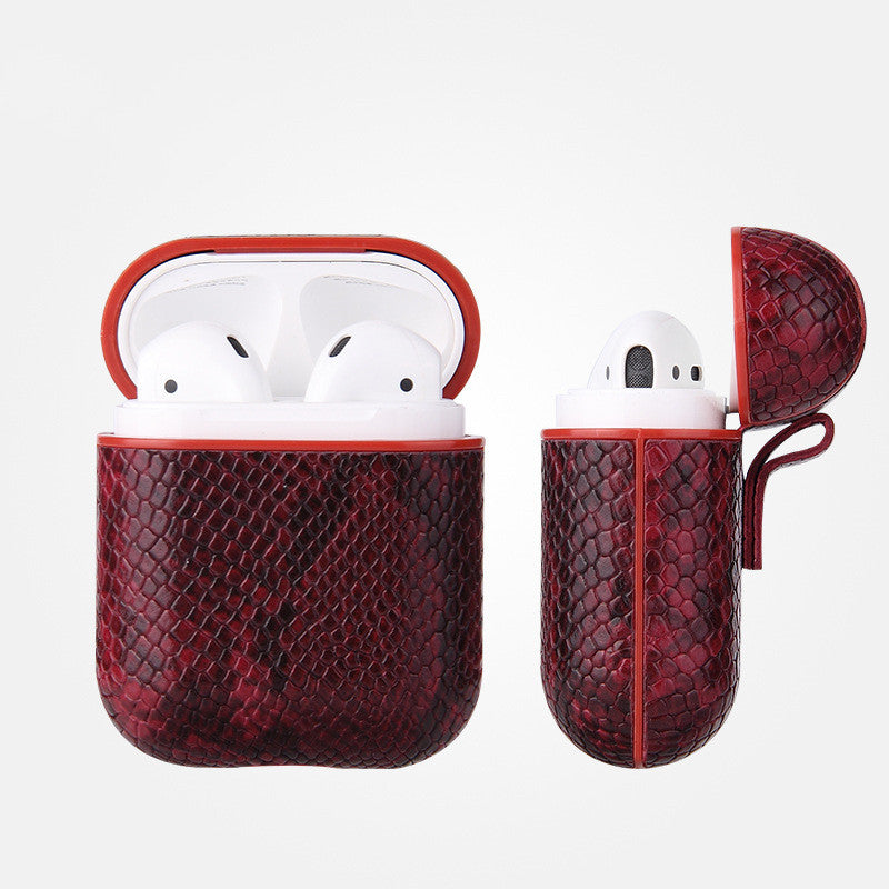JMT-759498 Snakeskin Pattern Earphone Protector for iPhone Models, TPU and Leather Construction, Handmade Design