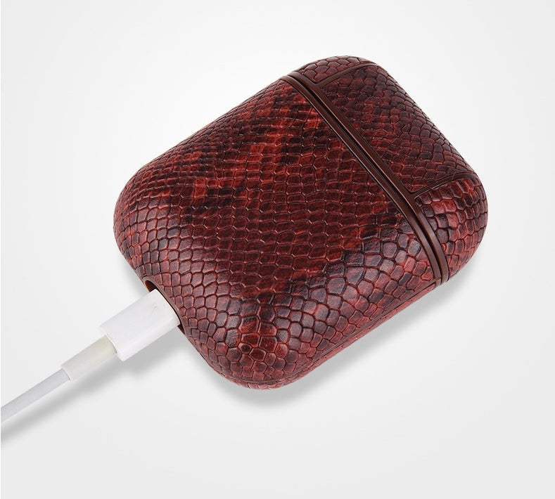 JMT-759498 Snakeskin Pattern Earphone Protector for iPhone Models, TPU and Leather Construction, Handmade Design