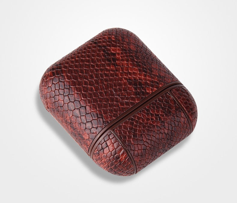 JMT-759498 Snakeskin Pattern Earphone Protector for iPhone Models, TPU and Leather Construction, Handmade Design