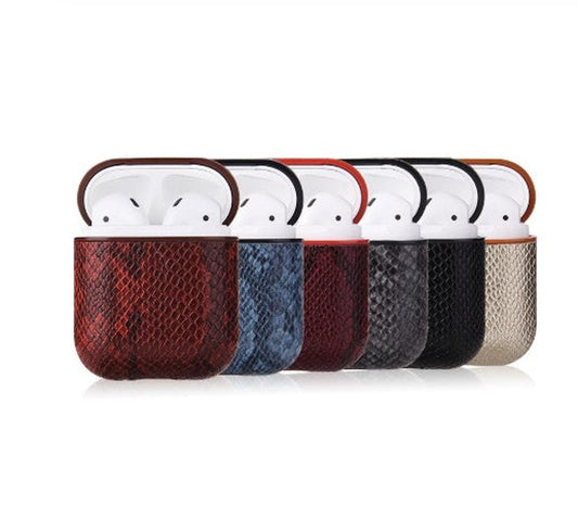 JMT-759498 Snakeskin Pattern Earphone Protector for iPhone Models, TPU and Leather Construction, Handmade Design