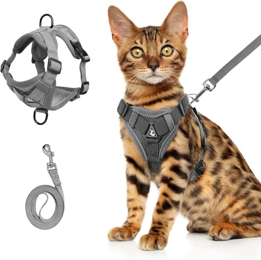 JMT-759690 Adjustable Soft Mesh Cat Harness and Leash Set for Safe Outdoor Adventures