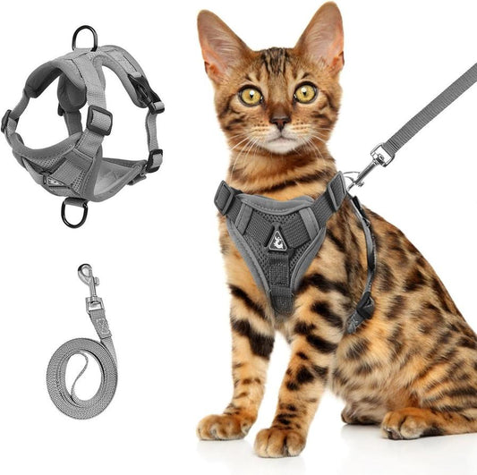 JMT-759690 Adjustable Soft Mesh Cat Harness and Leash Set for Safe Outdoor Adventures