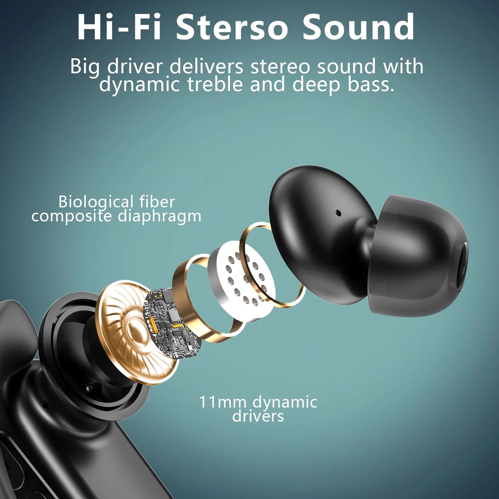 JMT-759690 Bluetooth 5.3 TWS Earbuds with Earhooks, 10 Hours Playtime, IPX7 Waterproof, Noise Reduction for Sports