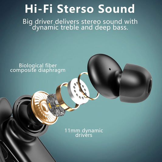 JMT-759690 Bluetooth 5.3 TWS Earbuds with Earhooks, 10 Hours Playtime, IPX7 Waterproof, Noise Reduction for Sports