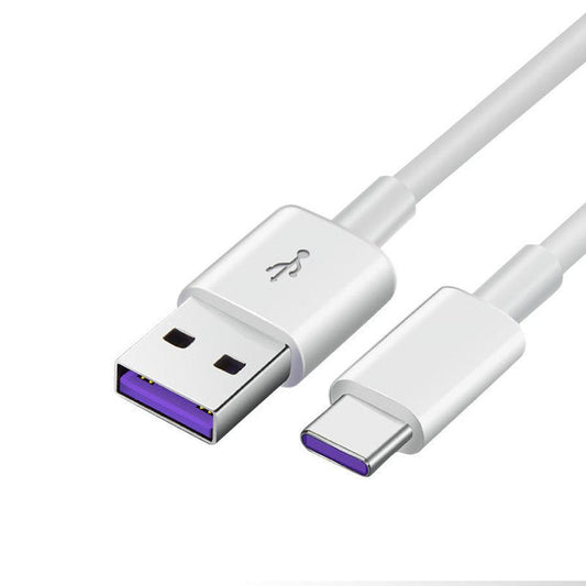 JMT-759690 Universal 5A Super Fast Charging Type-C Data Cable for Mobile Devices - 1 Meter, PVC Material, White