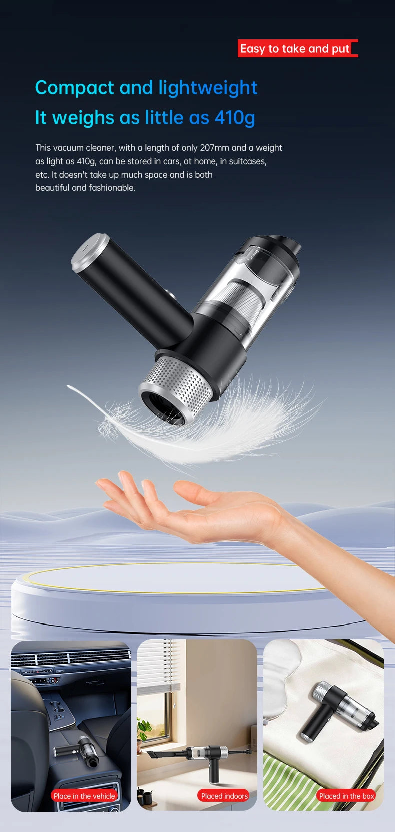 JMT-759818 Portable 3-in-1 Wireless Handheld Vacuum Cleaner for Cars and Home Use