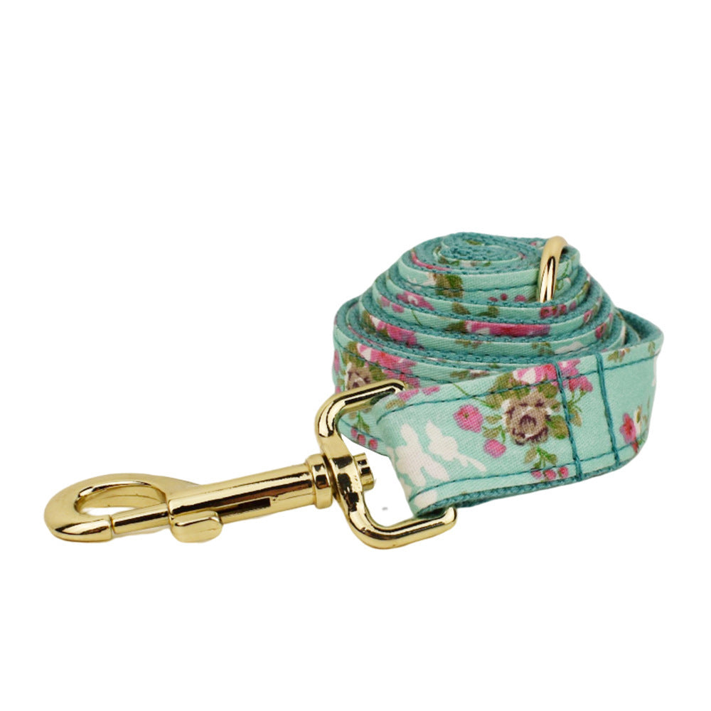 JMT-760010 Rose Dog Collar Set with Green Background and Detachable Bow