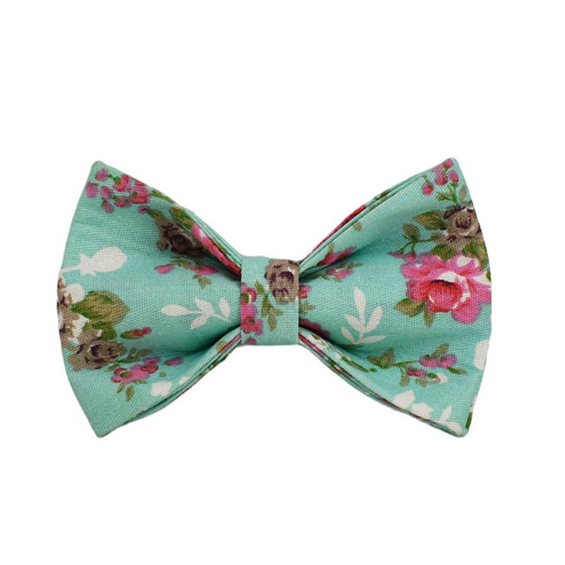 JMT-760010 Rose Dog Collar Set with Green Background and Detachable Bow