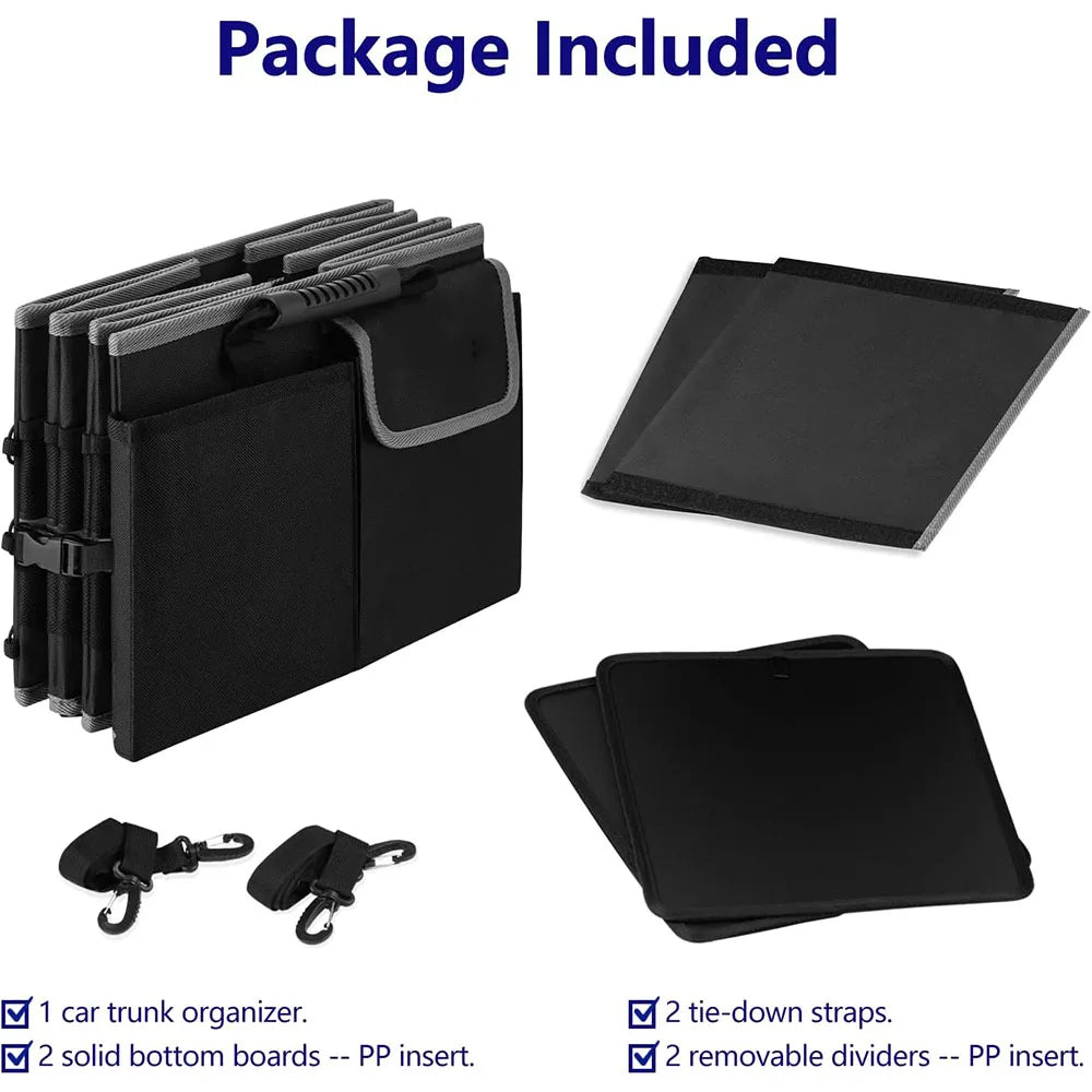 JMT-760138 Collapsible Trunk Organizer with Insulated Leak-Proof Cooler Bag and Non-Slip Bottom for SUVs