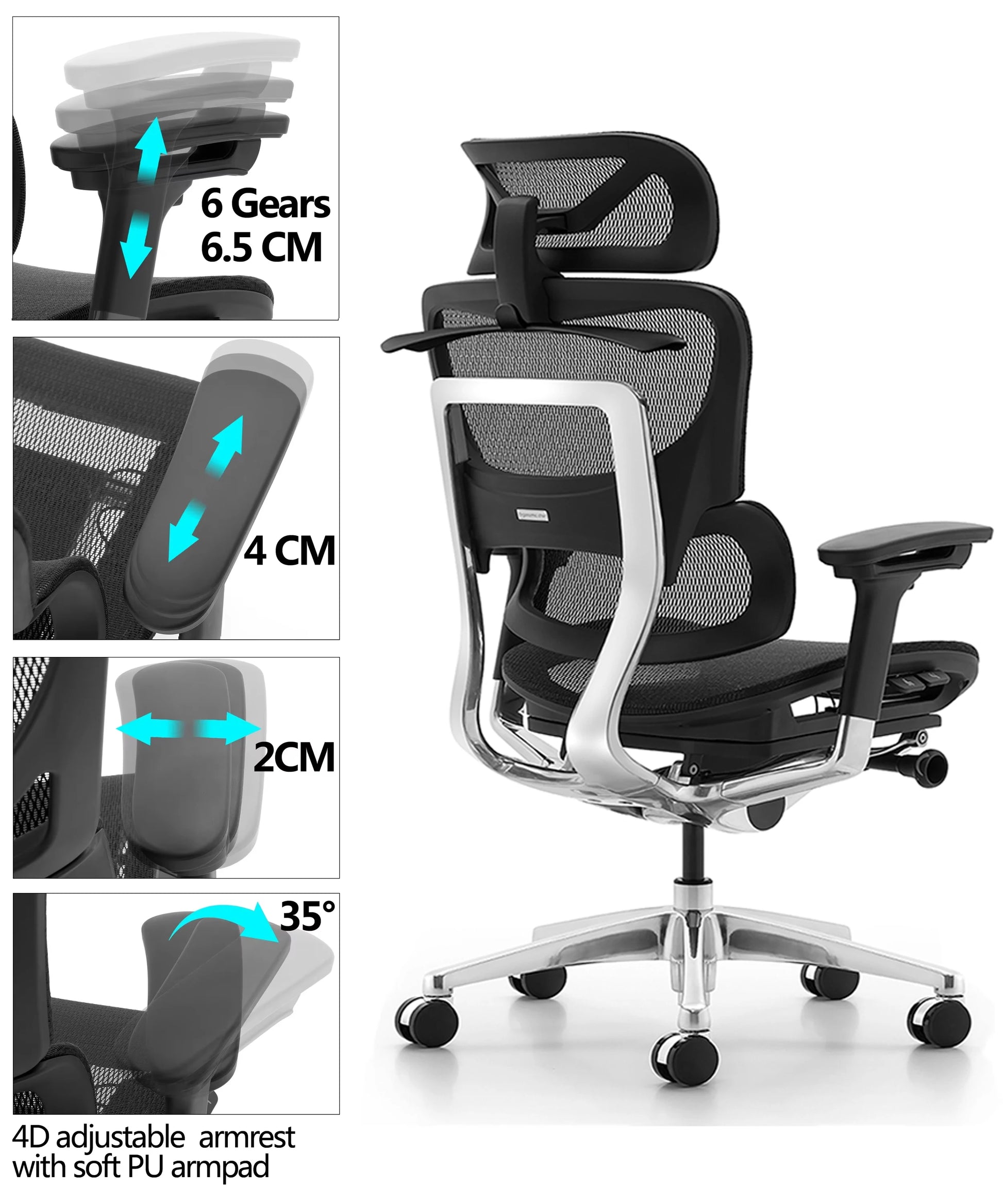 JMT-760266 Ergonomic Adjustable Mesh Office Chair with Swivel Design for Comfortable Executive Seating