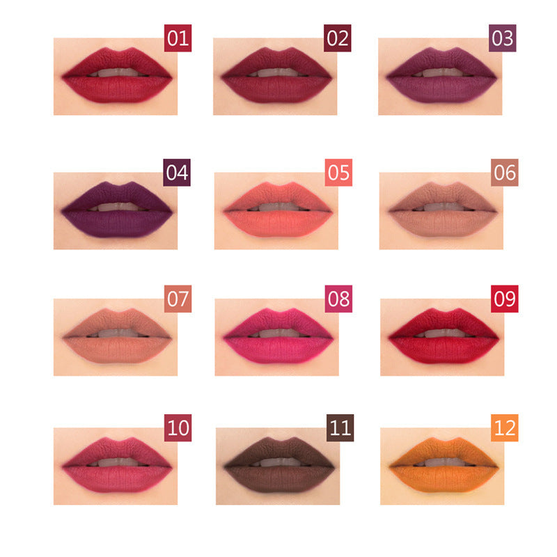 JMT-761098 Matte Velvet Lipstick Pen - Waterproof, Non-Marking, 12 Color Options, 1.5g