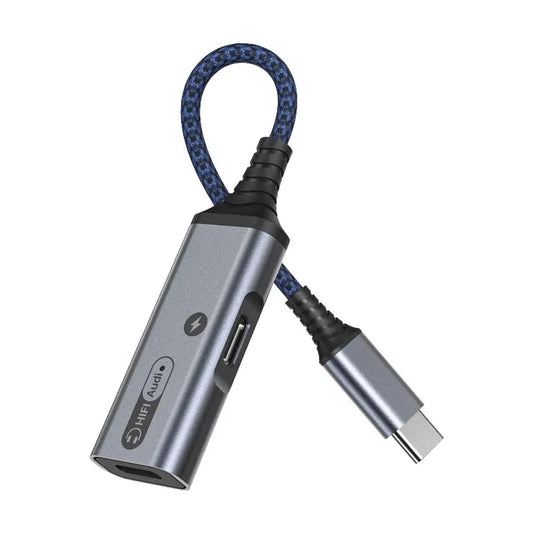 JMT-761162 2-in-1 USB C Audio Adapter Cable with 60W Fast Charging for Type-C Devices