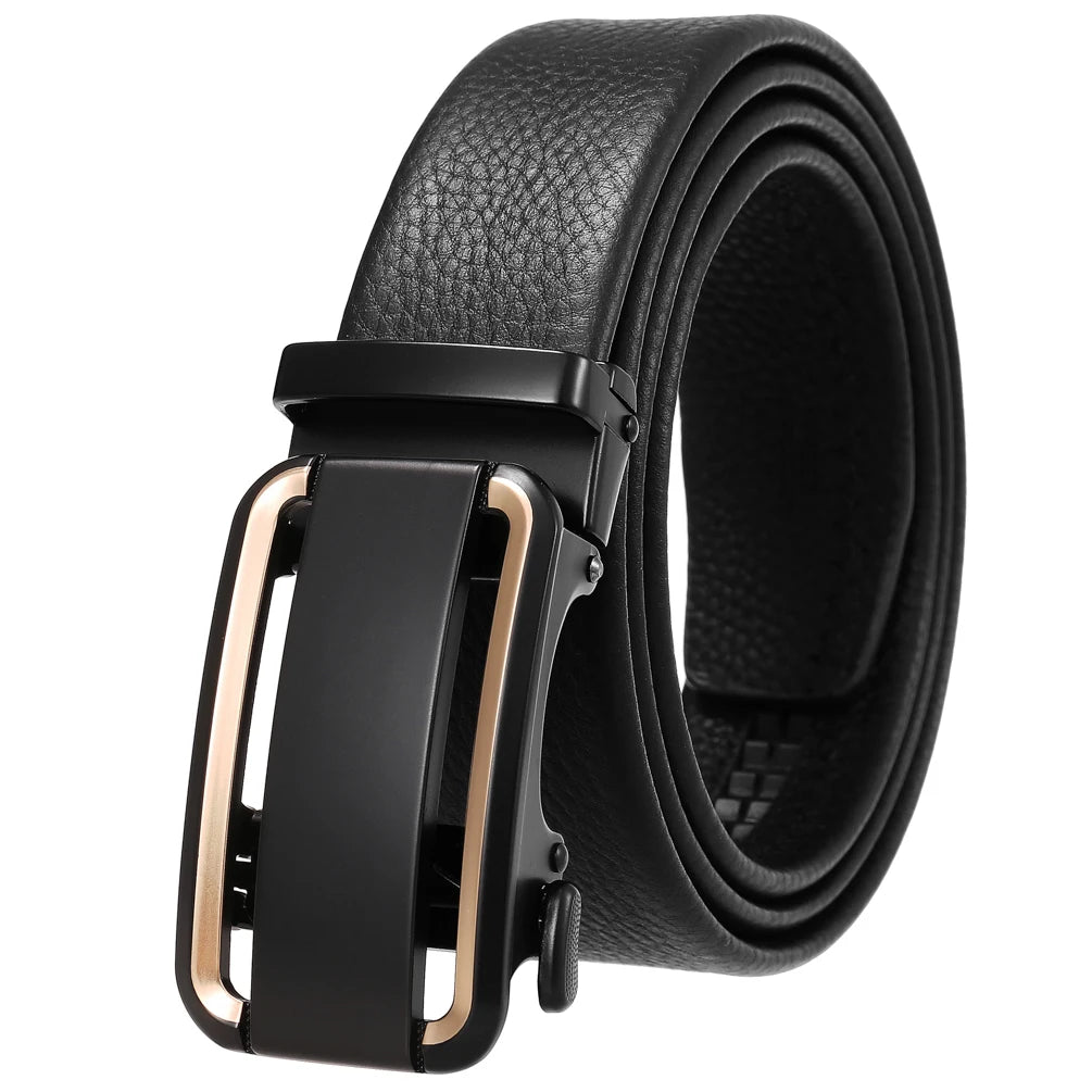 JMT-761418 Men’s Automatic Buckle Leather Belt with Strong Durability and Adjustable Fit