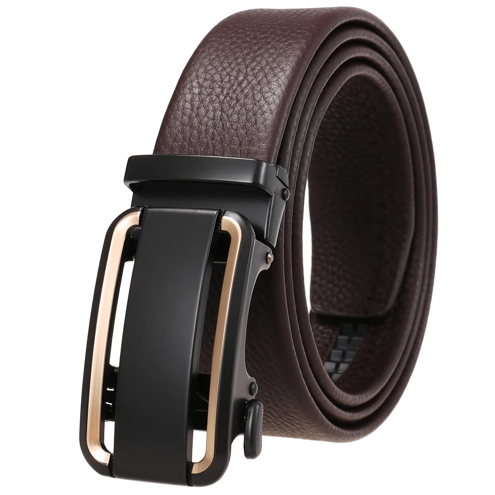JMT-761418 Men’s Automatic Buckle Leather Belt with Strong Durability and Adjustable Fit