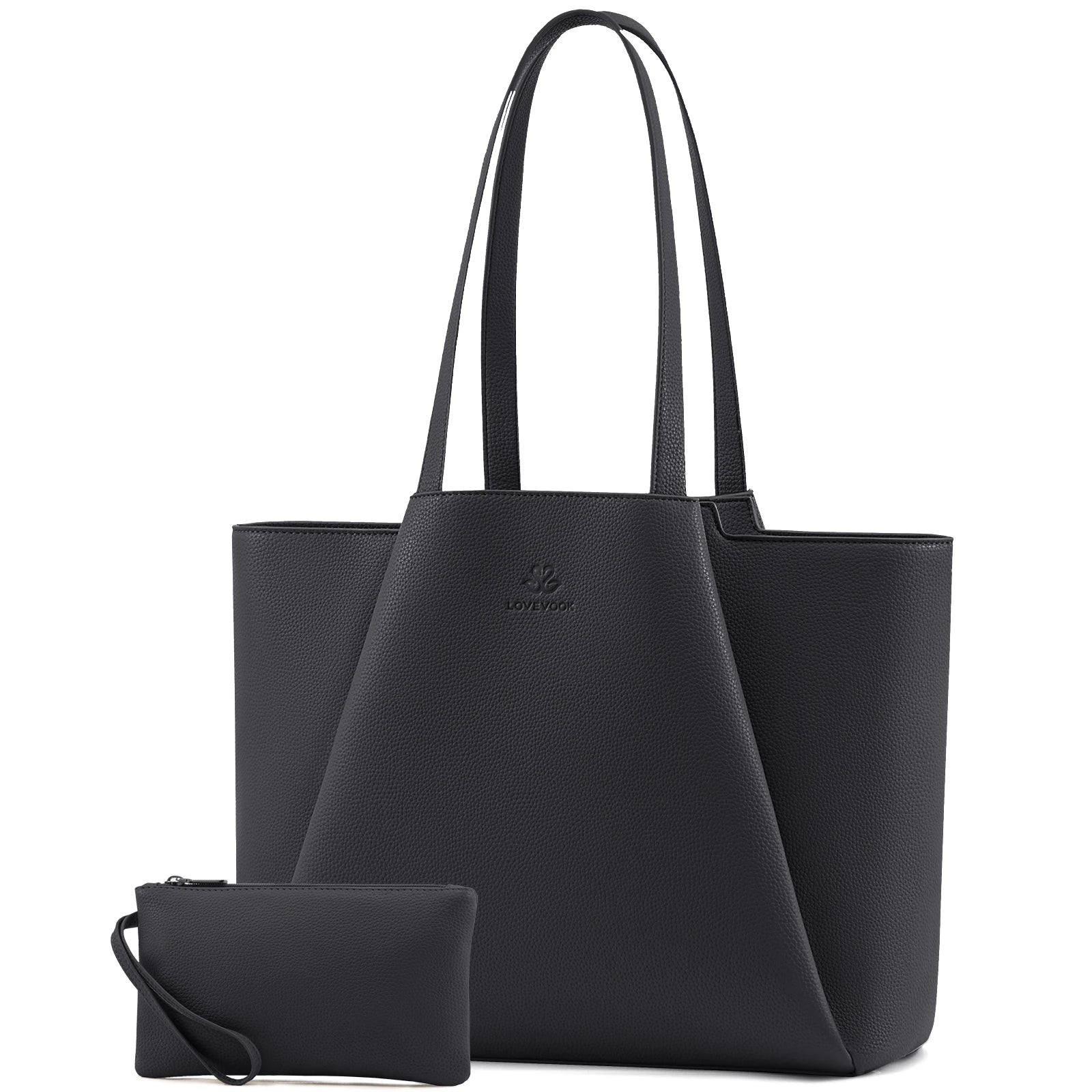 JMT-761482 Leather Laptop Tote Bag for Women, 15.6-Inch Work Briefcase with Clutch, Large Capacity Shoulder Bag for Office Use