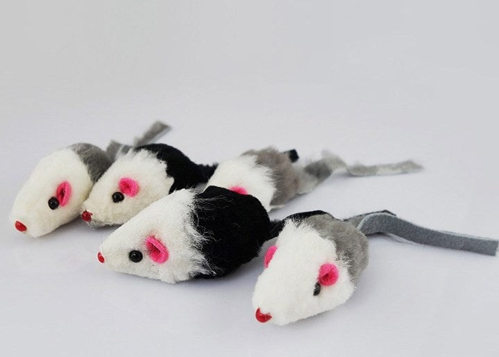 JMT-761482 Natural Rabbit Hair Fake Mouse Cat Toy - 5 Pack