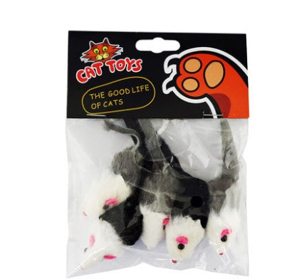 JMT-761482 Natural Rabbit Hair Fake Mouse Cat Toy - 5 Pack