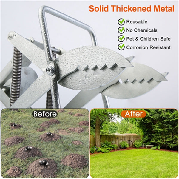 JMT-761674 2-Pack Easy-Set Mole Traps with Sensitive Trigger – Durable Metal Construction for Lawn and Garden Protection