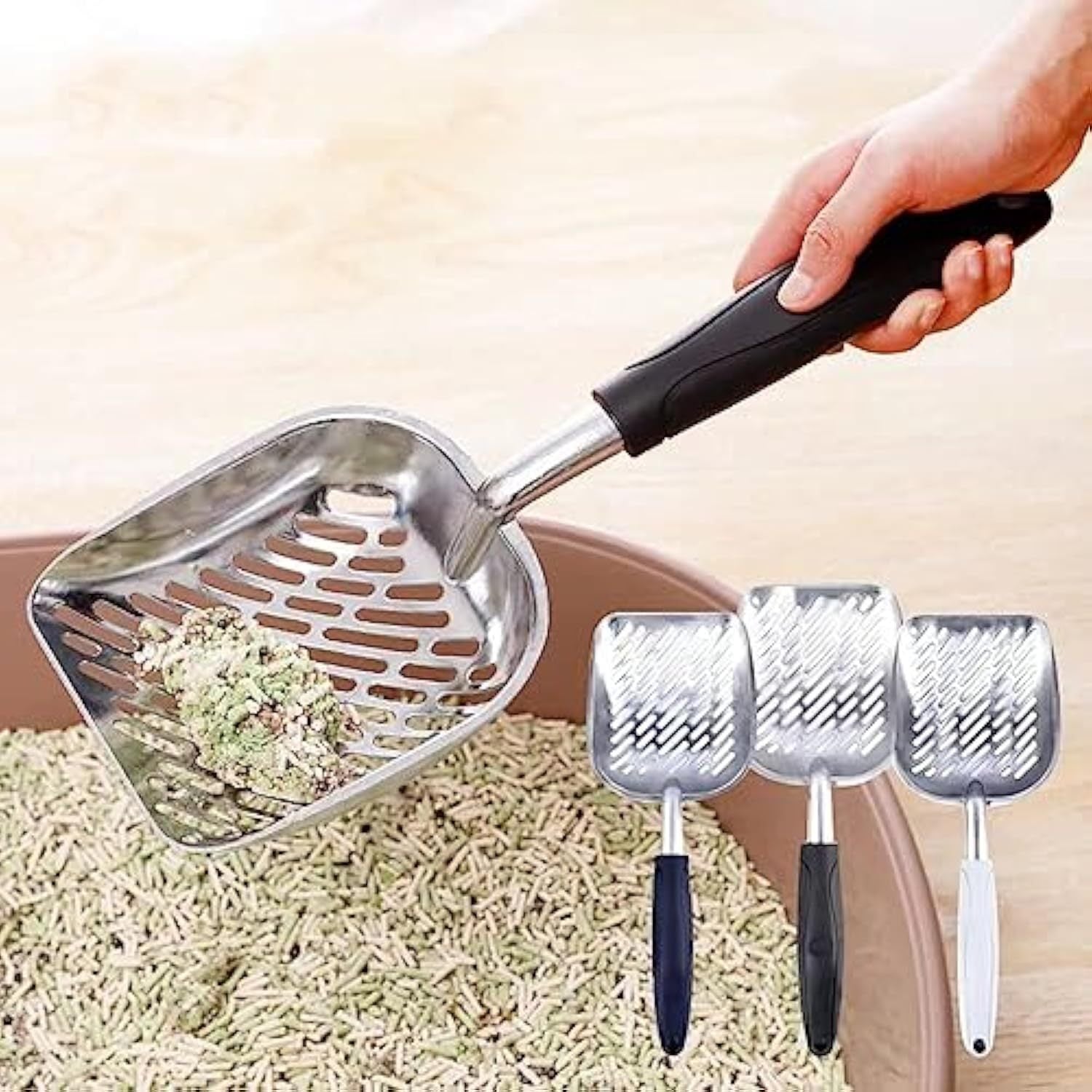 JMT-761738 Non-Stick Cat Litter Scoop with Long Handle and Sifting Design, Ideal for Daily Cleaning