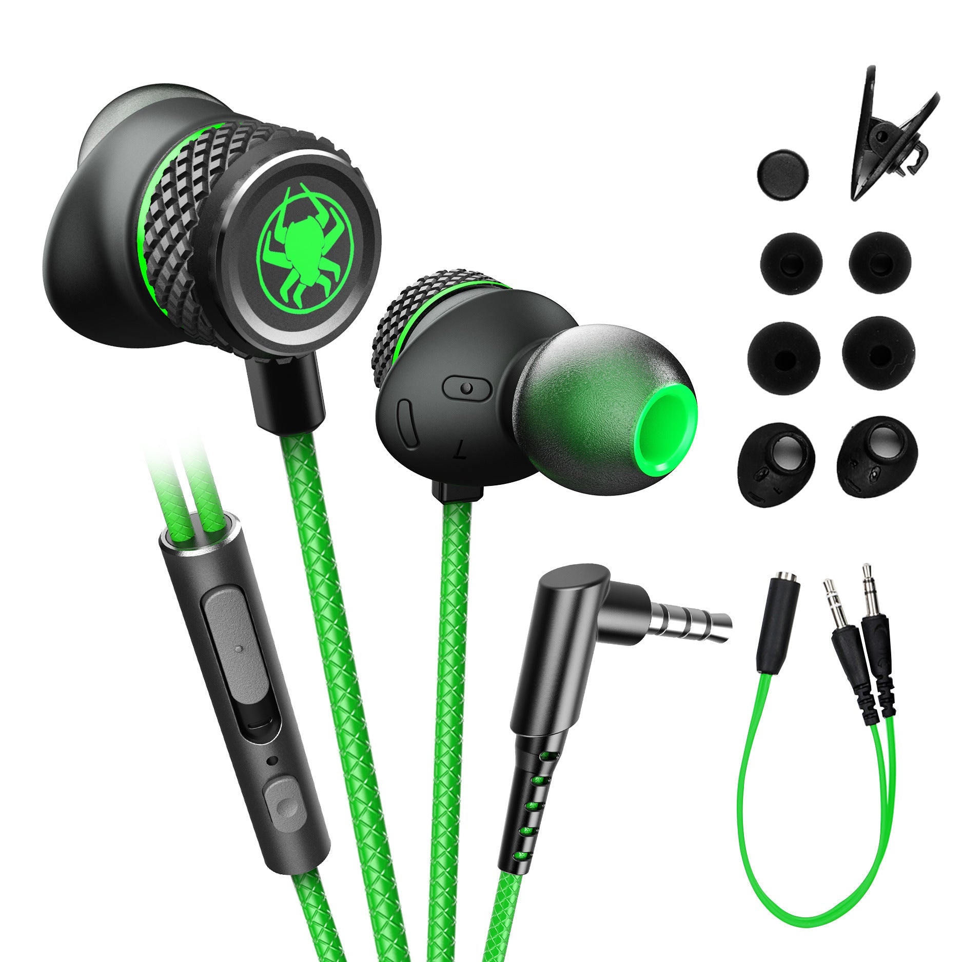 JMT-761802 Wired In-Ear Headset with Microphone and Silicone Earplugs, 3.5mm L-Bend Connector, 20-20000 Hz Frequency Response