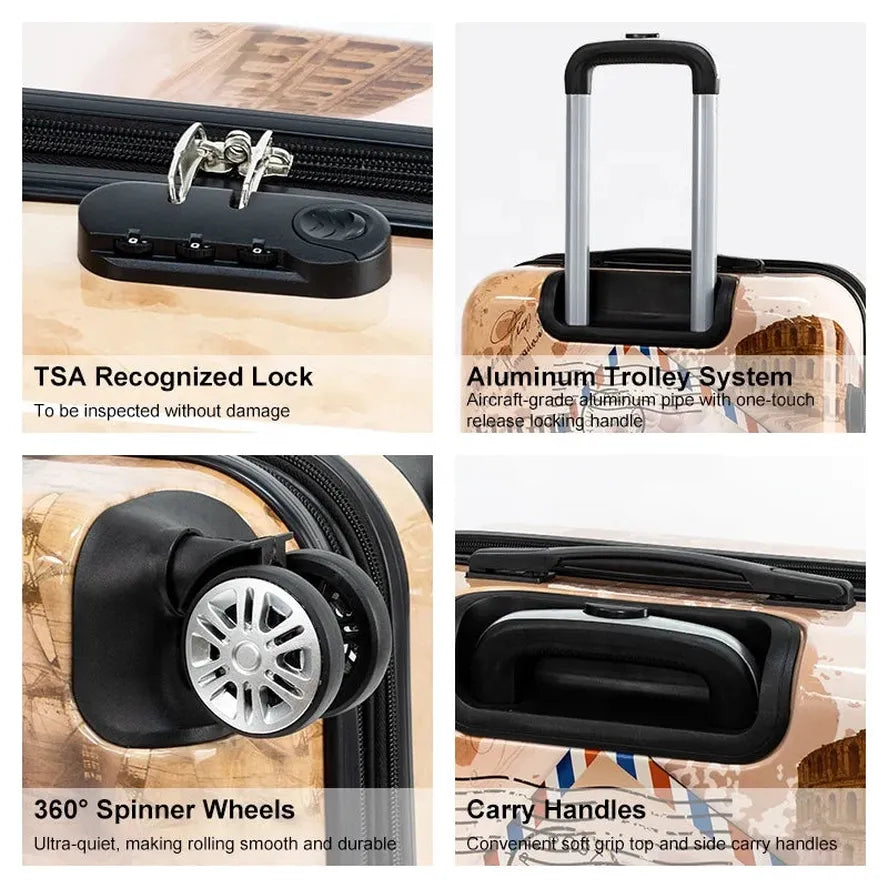 JMT-762378 Customisable 4-Wheel ABS PC Suitcase Travel Set for Organised Luggage Management