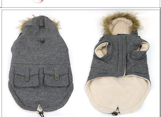 JMT-762442 Thermal Cotton Pet Coat for Dogs and Cats - Universal Fit in Grey, Multiple Sizes Available